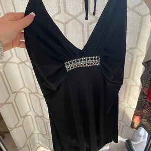 rhinestone accent backless top